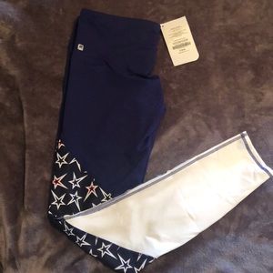Red white and blue yoga pants